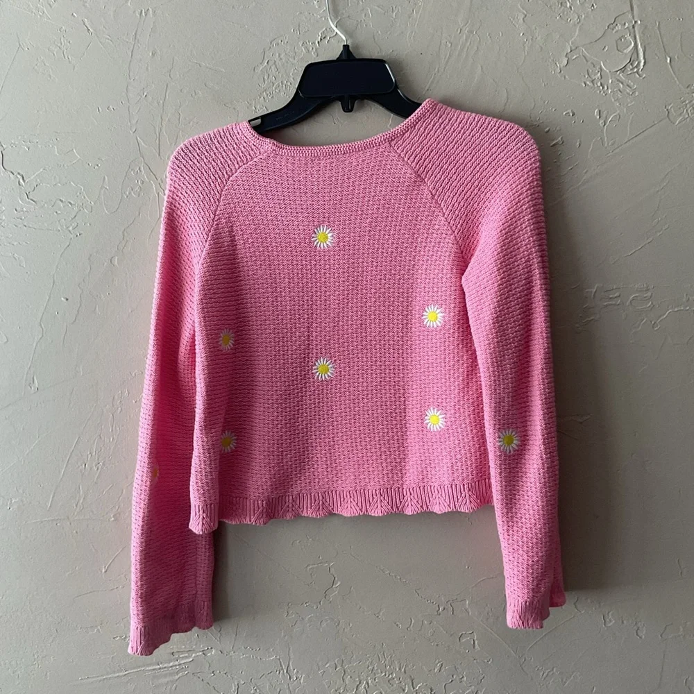 Old Navy Pink Kids Sweater with Daisy Embroidery